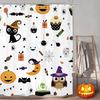 Skull Halloween Shower Curtain Scary Skull Flower Ghost Pumpkin Happy Bathroom Decoration Retro Shower Curtain