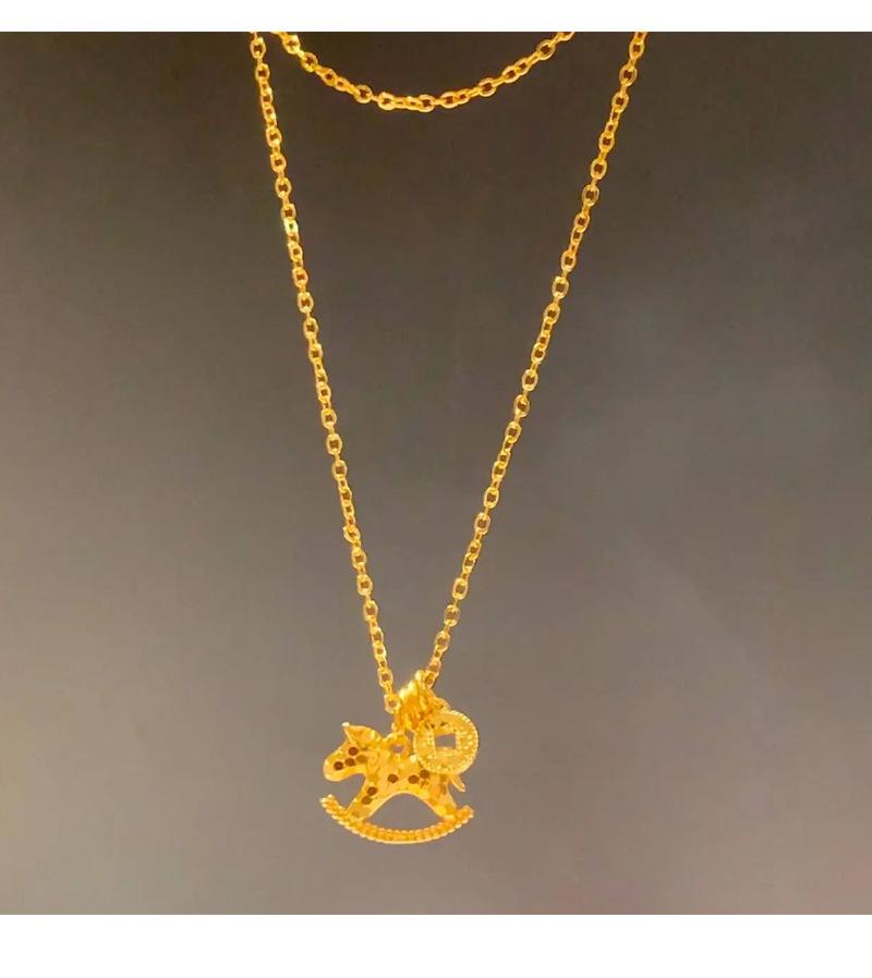 24k electroplated copper coin pony necklace new Chinese niche collarbone chain natal year light luxury neck chain necklace necklace jewelry women