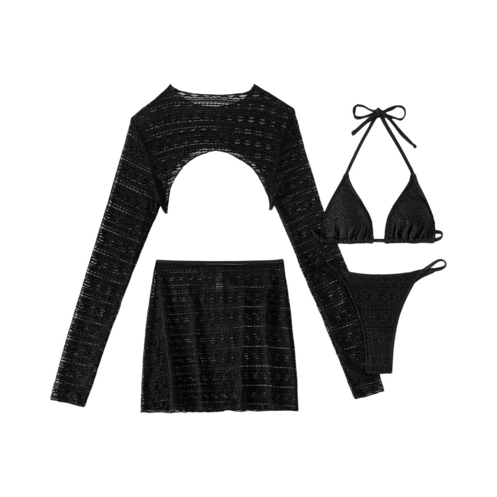 Women Color Neck Swimsuit with Half Skirt Cover Up, Sexy Slimming Swim Dress Beachwear