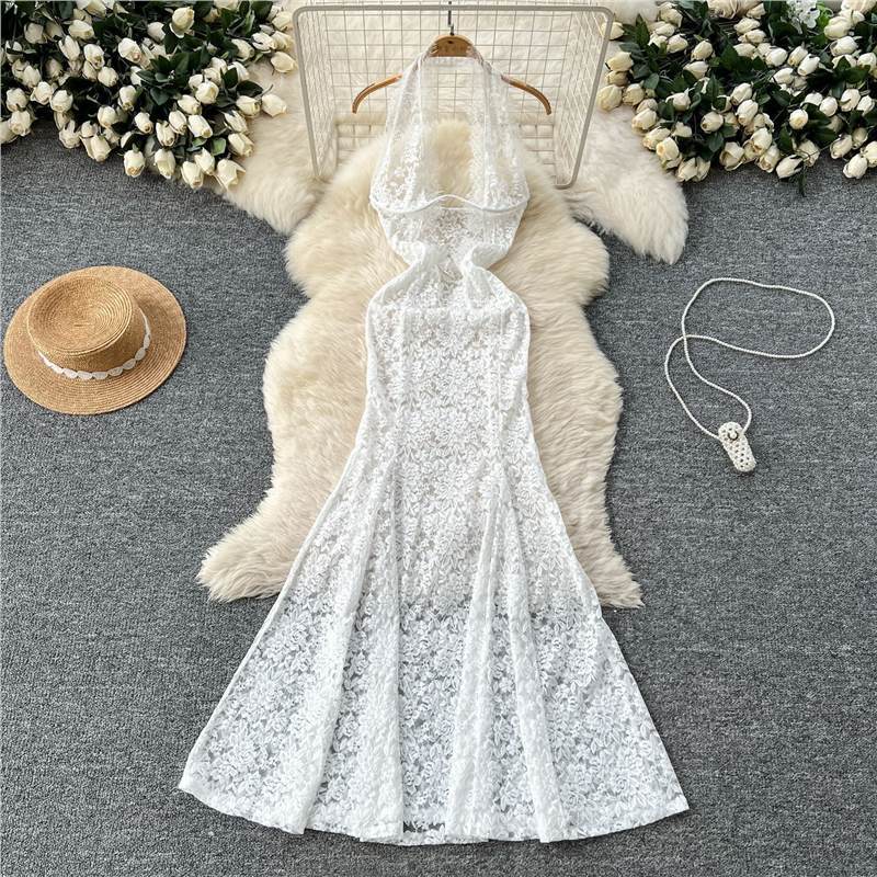 [Greek Goddess] Vacation Dream Premium Lace Fishtail Dress Swimsuit Bikini Beach Island Vacation Summer S