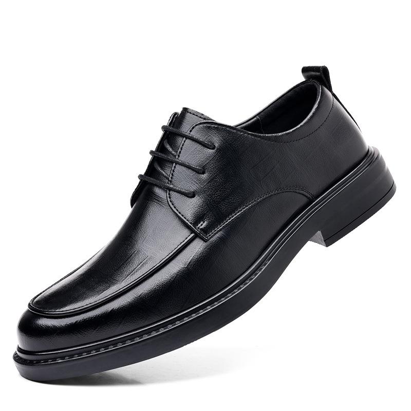 Leather Shoes Men's Casual Dress Inner Height Increase 6CM Groom Wedding Suit Shoes Trendy Men's Shoes 2025