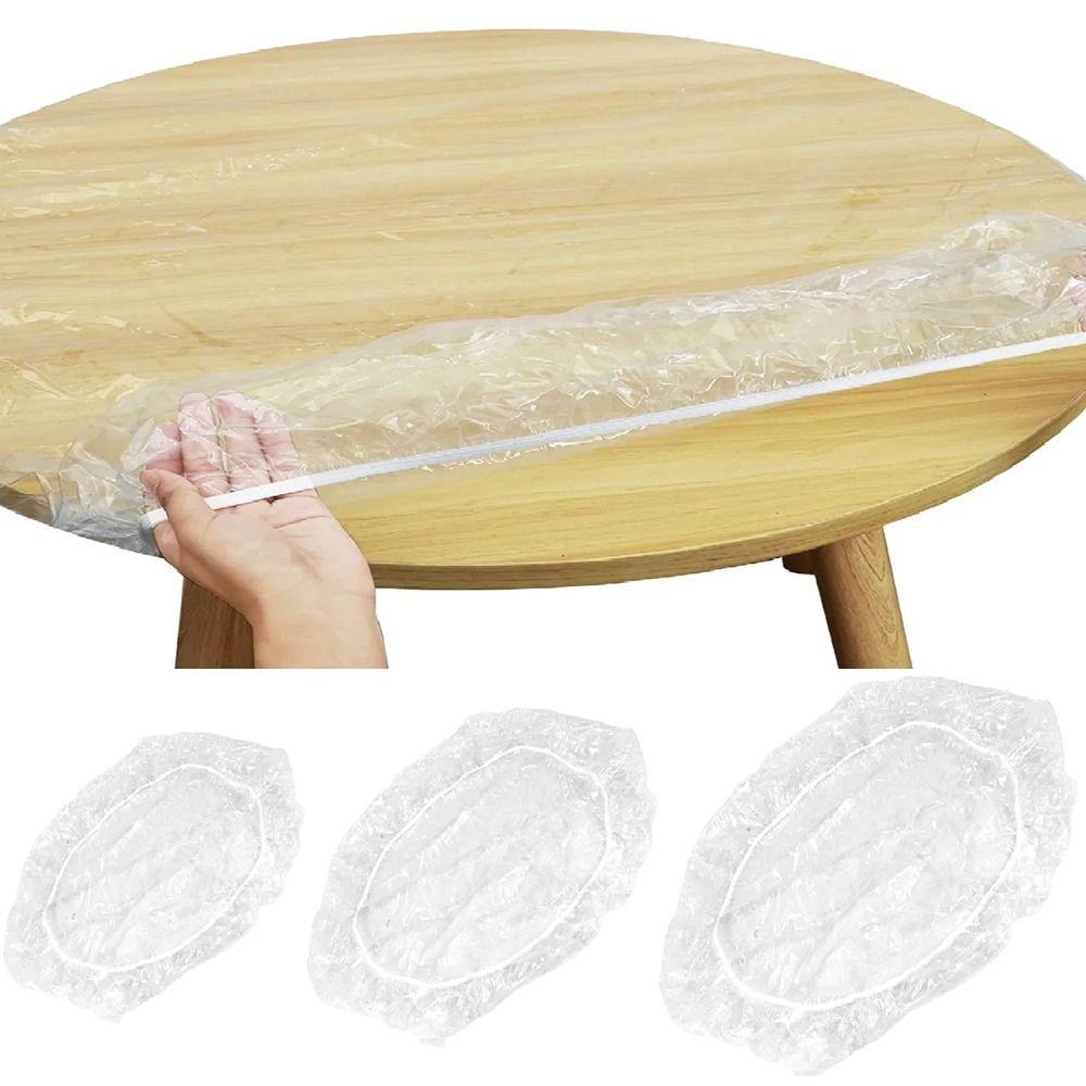 10Pcs Thickened PE Disposable Tablecloth Elastic Mouth Greaseproof Table Cover Kitchen Accessory Wedding Home Banquet
