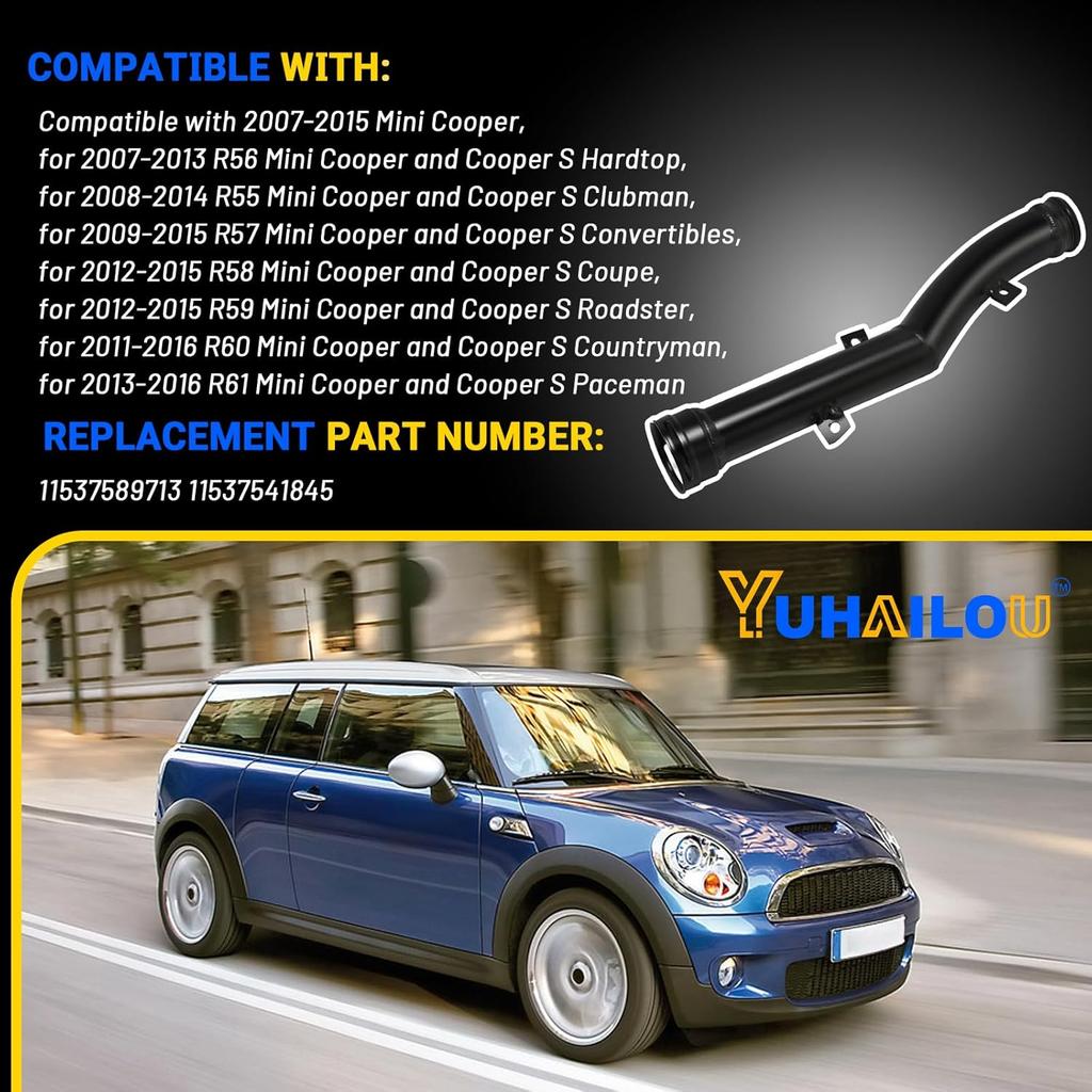 Upgraded Aluminum Engine Cooling Water Pipe Compatible With Mini Cooper R55 R56 R57 R58 R59 R60 R61, Thermostat To Water Pump Hose Replace