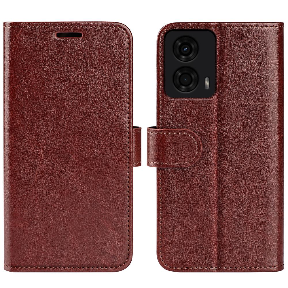 

For Motorola Moto E14 4G/G04 4G/G04s 4G/G24 4G Phone Case Crazy Horse Texture Flip Stand Cover Brown
