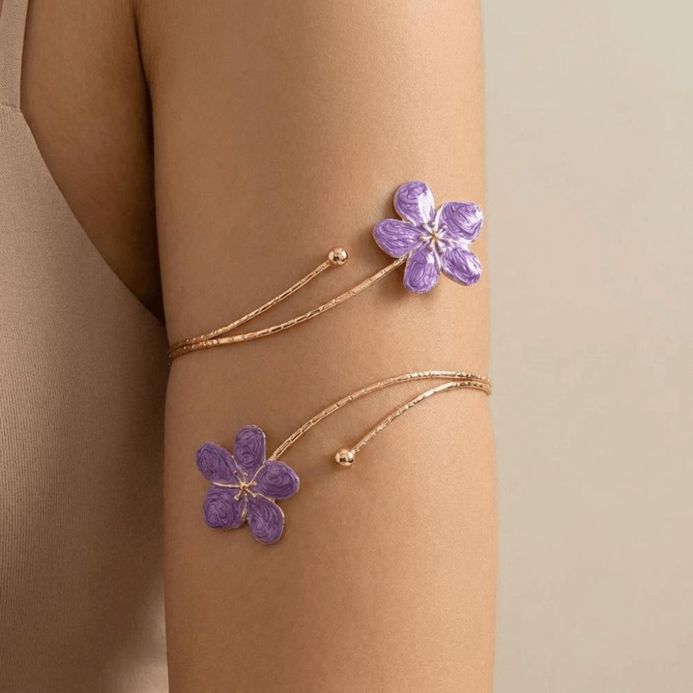 Colorful Open Arm Bangle Drip Oil Armband Exquisite Flower Bracelet  Girls