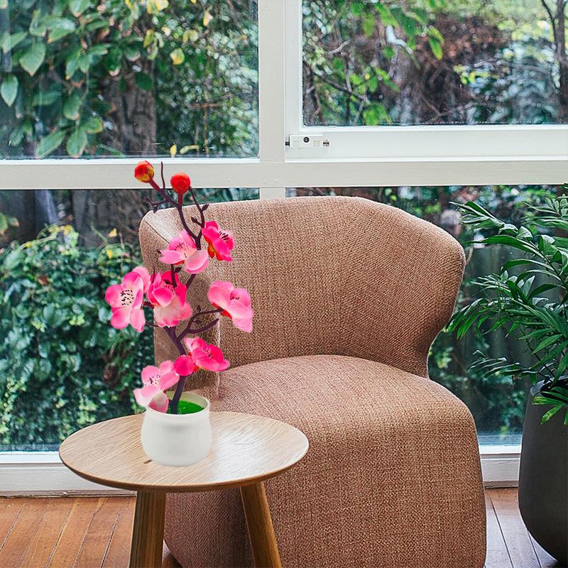 1PC Simulation Ornament Potted Plants Decoration Bonsai Adorn Wintersweet Plastic Moss Elegant Artificial Flowers