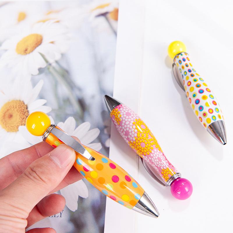 Short Mini Elegant Dot Flower Printed Boho Style Ballpoint Pen For Bowling Shape Pen School Office Supplies