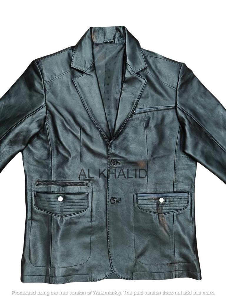 AL KHALID Echtes Weiches Schwarzes Lammleder Motorradstil Herren-Blazer Biker Stilvoll
