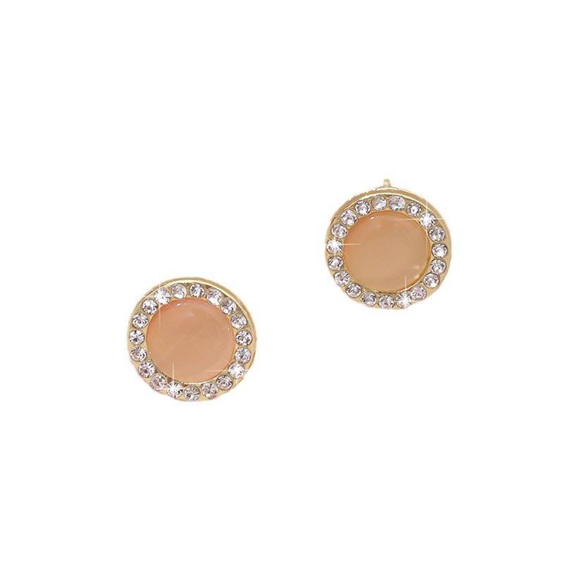 S Silver Needle Opal Diamond Pearl Stud Earrings Colored Round Earrings Earrings