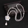 Pearl Necklace For Women Long Floral Pendant With Shell Material For Fashion Jewelry