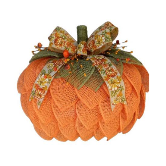 Farmhouse Pumpkin Wreath for Front Door Autumn Burlap Pumpkin Garland with Bows Berries for Fall Halloween Christmas Thanksgiving Home Porch Decor