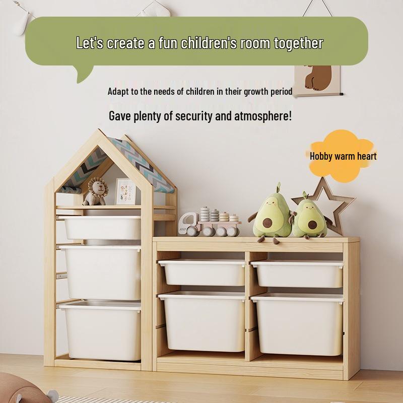 Children's Solid Wood Toy & Book Storage Shelf and Cabinet