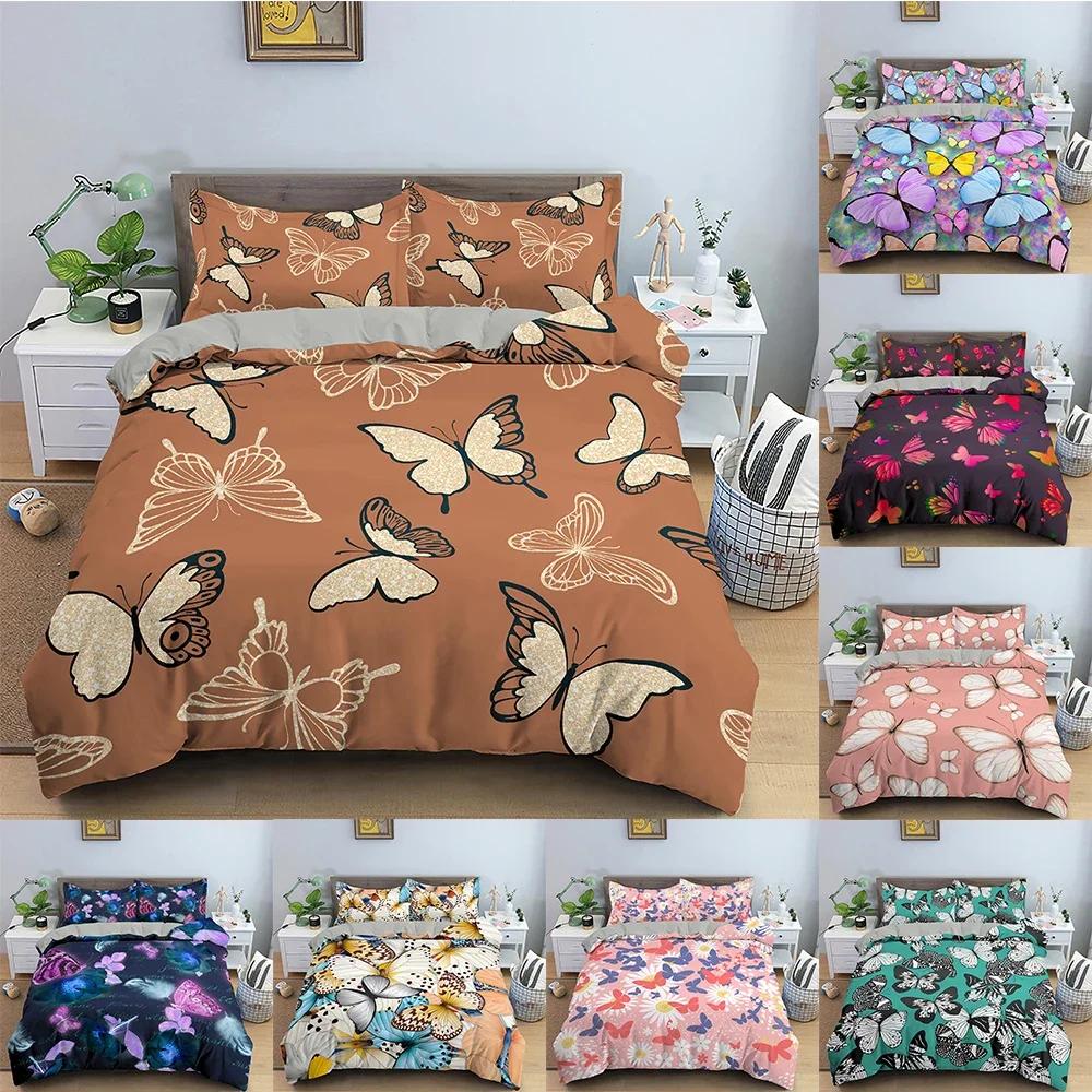 3D Printed Bedding Set Butterfly Comfortable Duvet Quilt Cover Pillowcase Bedding Set Children Bedroom Decoration Home Textile