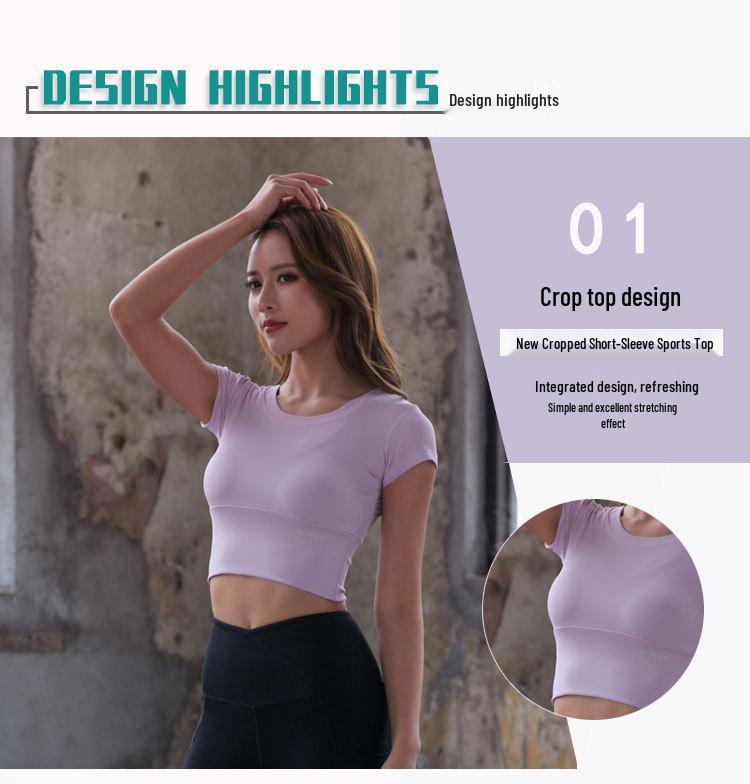 2022 Summer Sexy Cut-Out Short Sleeve Slimming Yoga T-Shirt for Women