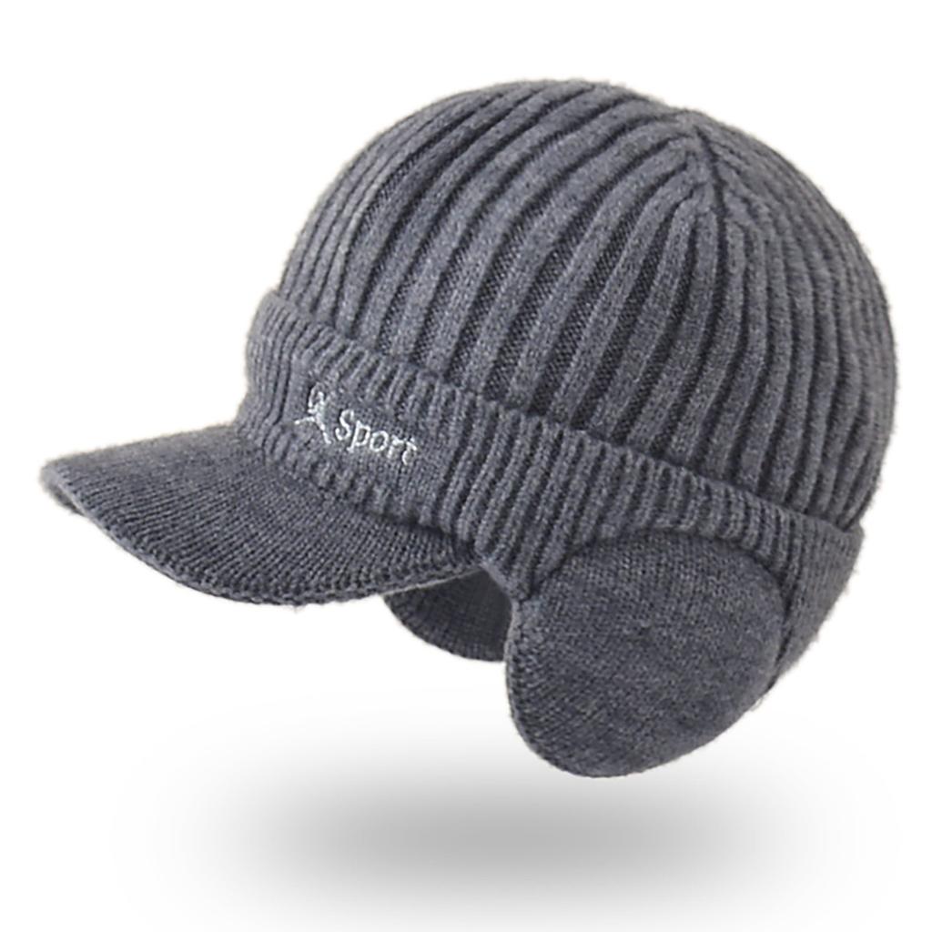Winter Knit Cap with Brim and Ear Flaps for Men Warm, Stylish, and Comfortable Outdoor Sports Hat