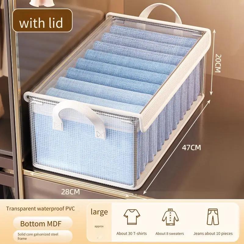 Drawer Type Transparent Foldable Storage Box 1pc Household Wardrobe Layering Box for Clothes Pants Organizing and Storage