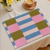 4 Stück Abstrakte Geometrische Tischsets Oliv Rosa Blau Beige Blockmuster Waschbare Tischmatten für Moderne Nordische Küchen Dekoration