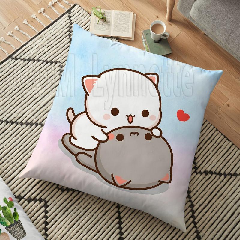 Mléko a mocha páry Panda Bear Bubu Dudu Povlak na polštář Hodový polštář Domácí Dekorativní čtvercový tisk Polštář Polštář na pohovku 45CM