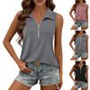 Dames Tanktop Rits V-hals Casual Blouses Mouwloos Geribbeld Camisole Tanktops Overhemden met Kraag