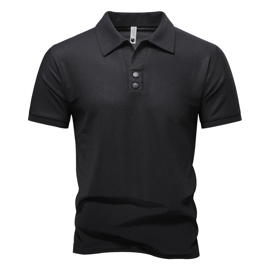 Mens Solid Color Double Button Loose Short Sleeve Plus Size Lapel Polo Shirt M чёрный