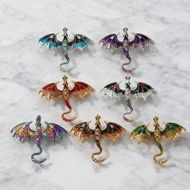 

7pcs Craftsman Enamel Craft Dream Dragon Brooch Set Creative Enamel Pins Accessories To Brighten Up Outfits Party Gifts Decor