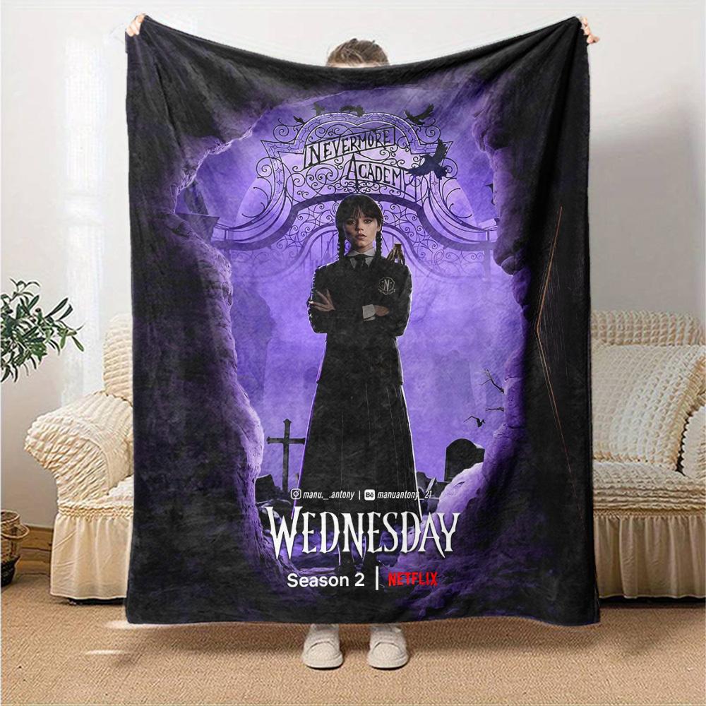 1 pezzo Accademia Nevermore Mercoledì Morbido Flanella Tutte le Stagioni Coperta per Casa, Ufficio, Uso EsternoComfort Resistente 100579