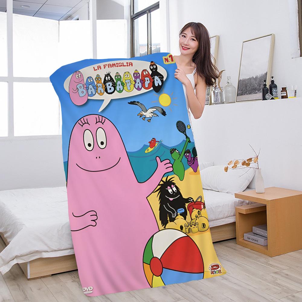 

Cartoon Barbapapa Microfiber Printed Beach Towel Mountain Climbing Yoga Beach Swimming Running Absorbent Soft Towel W30*H60(CM)