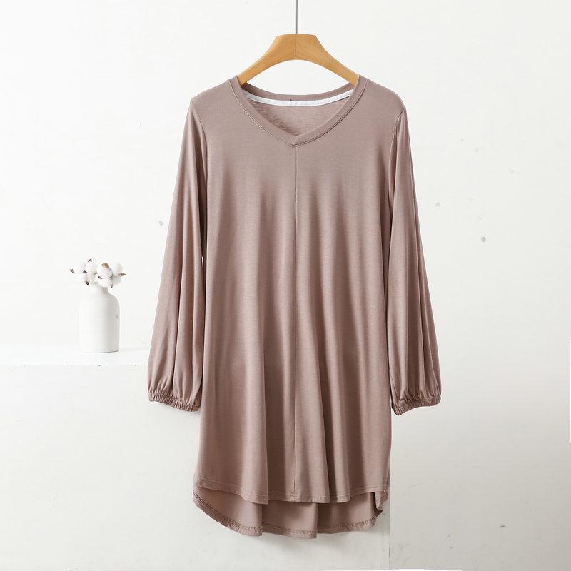 Women's V-Neck Plus Size Loose-Fit Modal T-Shirt - Nine-Sleeve Casual Summer Top