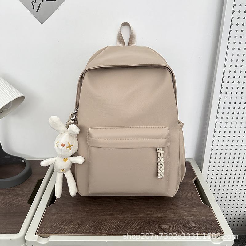 Schoolbag Fashion Large Capacity School Bag Girls Junior High School Travel Backpack Japanese Solid Color College Student Lightweight Versatile