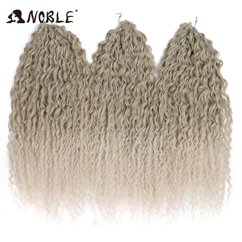 Noble 24 Inch Jet Black Water Wave Crochet Hair Synthetic Braiding Hair, Pre-Stretched Curly Crochet Braids Extensions for Women