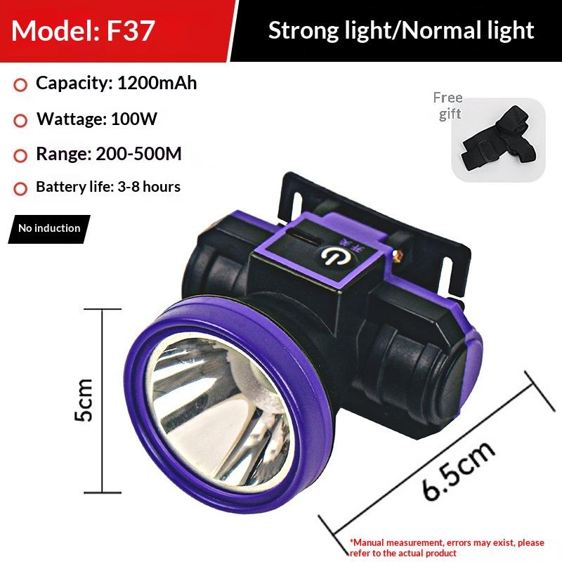 Led Headlamp Handheld 3 Brightness Modes White Light Rechargeable Lithium Battery For Fishing Hiking
