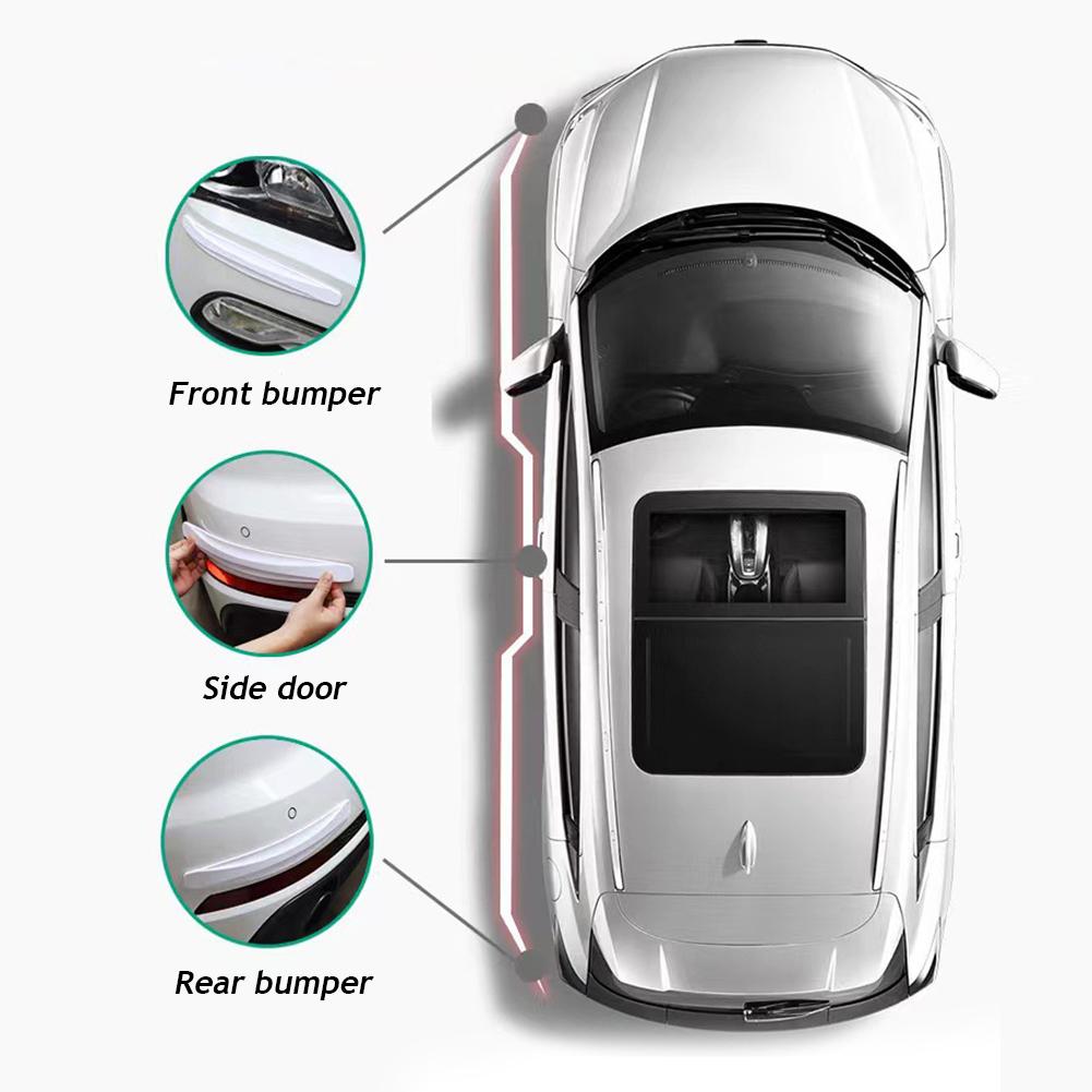 4Pcs Car Bumper Anti-collision Strips Door Body Scratch Automotive Protective Tape Strips Door Guard Lip Stickers Car Accessorie Interior Mirrors 6