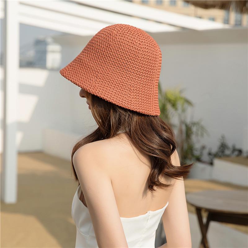 Bucket Hat Women's Face Revealing Small Spring and Summer Sunshade Hollow Thin Breathable Sun Hat Bucket Basin Hat