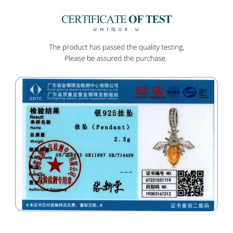 BAMOER 925 argint sterling galben albină agățată mărgele drăguță insectă pandantiv pentru femei colier brățară