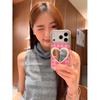 Pink Plaid Heart Mirror Phone Case for iPhone 6/7 Pro Max - Japanese Korean Style