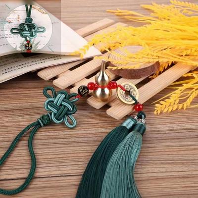 Two-Color Braided Tassel Copper Gourd Five Emperors Coins Pendant - Chinese Knot Car Ornament