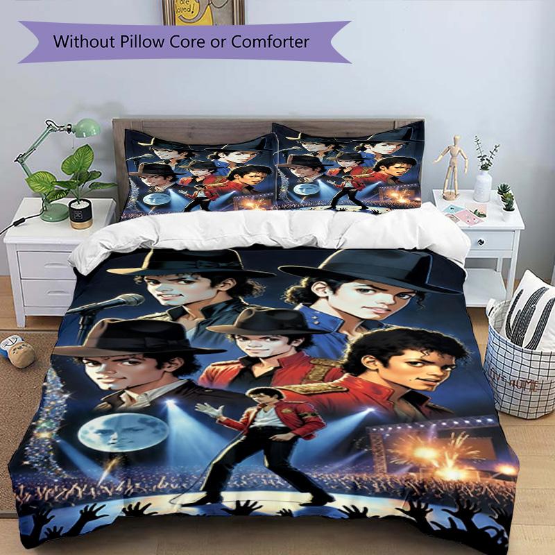 3pcs Duvet Cover Set (1*Duvet Cover + 2*Pillowcase, Without Core), Michael Jackson Print Bedding Set, Bedroom Decor, All‑Season, Birthday Gift