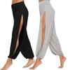 Damen Haremshose Hohe Taille Seitenschlitz-Design Weites Bein Freizeithose Unifarben Hip-Hop-Stil Yoga Tanzhose