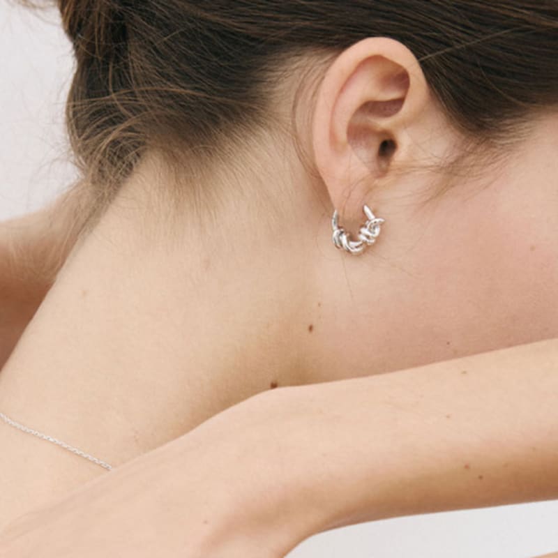 Poery Knot Hoops_Silver