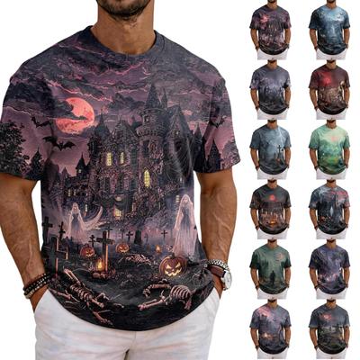 Men's Halloween Round Neck Short Sleeve T-Shirt for Costume Party