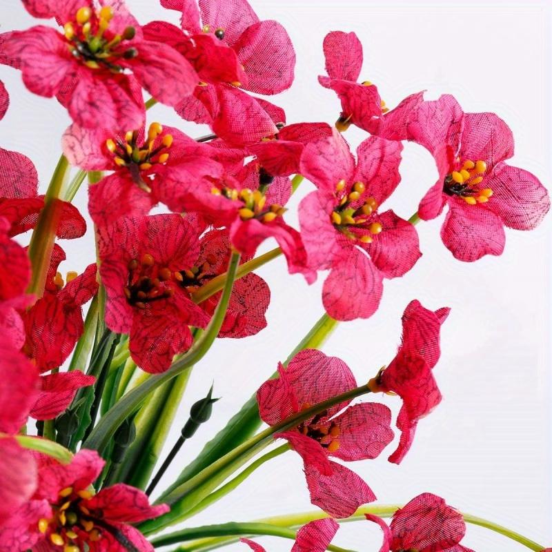 Fiori Artificiali Rossi Vivaci Resistenti ai Raggi UV, Non Sbiadiscono Plastica Floreale da Esterno