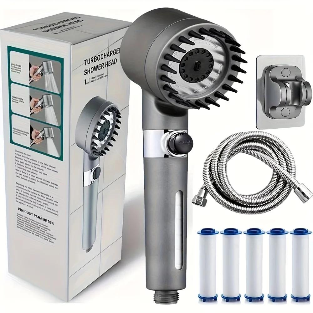 

2026 new ion drop shower head with handheld filter shower, turbocharger with multiple spray modes, built-in filter on/off switch