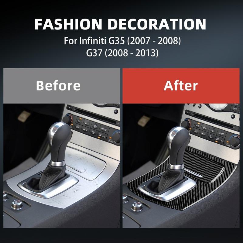 Carbon Fiber Modified For Infiniti G35 G37 2007-2013 Car Gear Shift Panel Cover Trim Frame Decoration Auto Interior Accessories