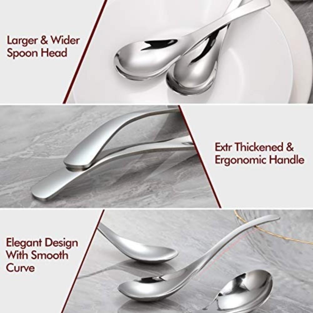 6PCS Large Stainless Steel Spoons Food-grade Dessert Spoons Practical Rice Spoons  Dining Table