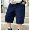 Boys' Lightweight Summer Denim Shorts: Large & Extra-Large Sizes, Solid Color, Simple Straight-Leg Cropped Shorts