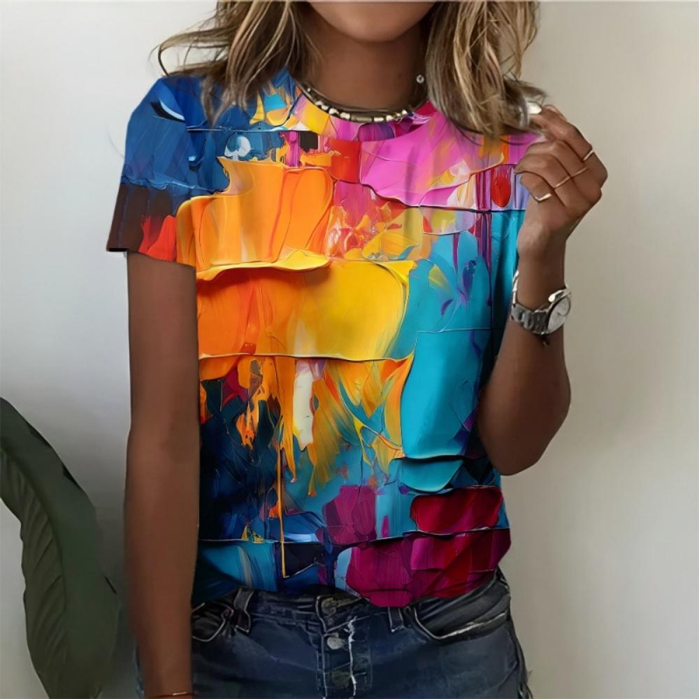 Summer PLUS-size 3D Printed Starry Sky Women's T-shirt Casual Fashionable and Comfortable Deep Blue Short Sleeve Woman Clothing