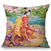 Floral Asian Girl Woman Japanese Geisha Art Sofa Pillow Case Japan Painting Beauty Goddess Home Decor Cotton Linen Cushion Cover