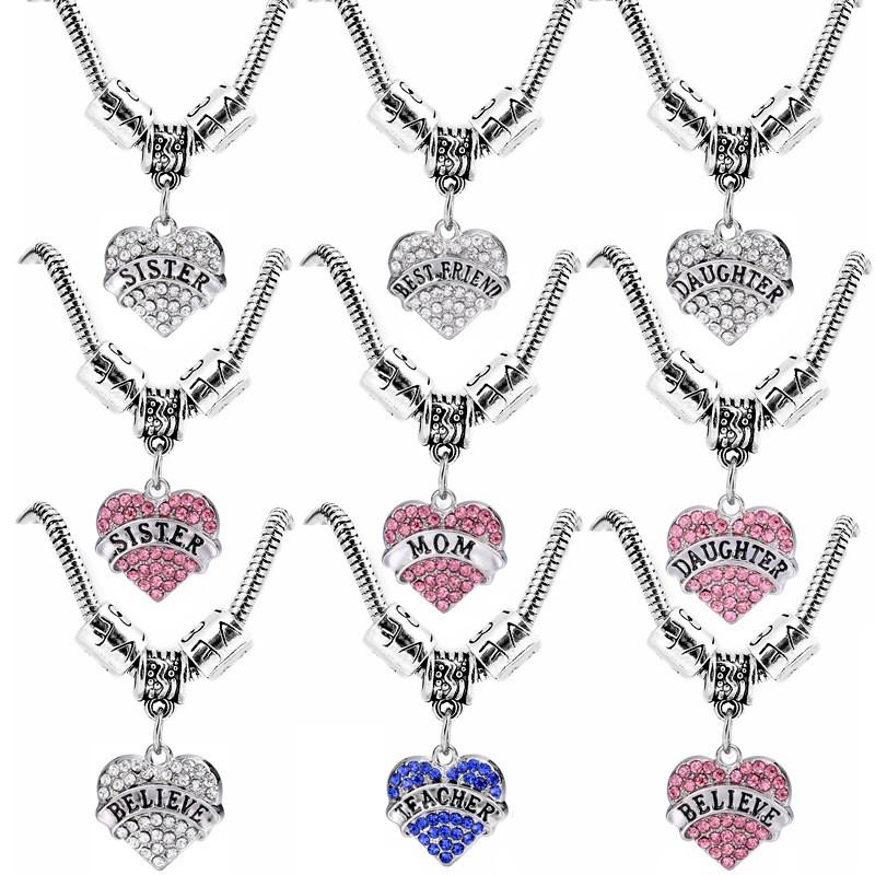 Stylish Heart Shaped Family Member Bracelet With Rhinestone Accents For Special Occasions