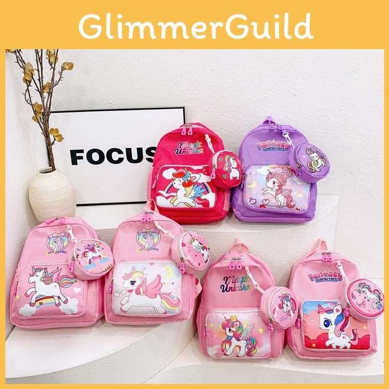 Cartoon Animal Unicorn Backpack Printed Nylon Versatile And Cute For Children