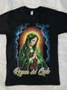 Heren- & Dames Virgen of Guadalupe T-shirt - 220 g/m² Puur Katoen Zwart Retro Rel